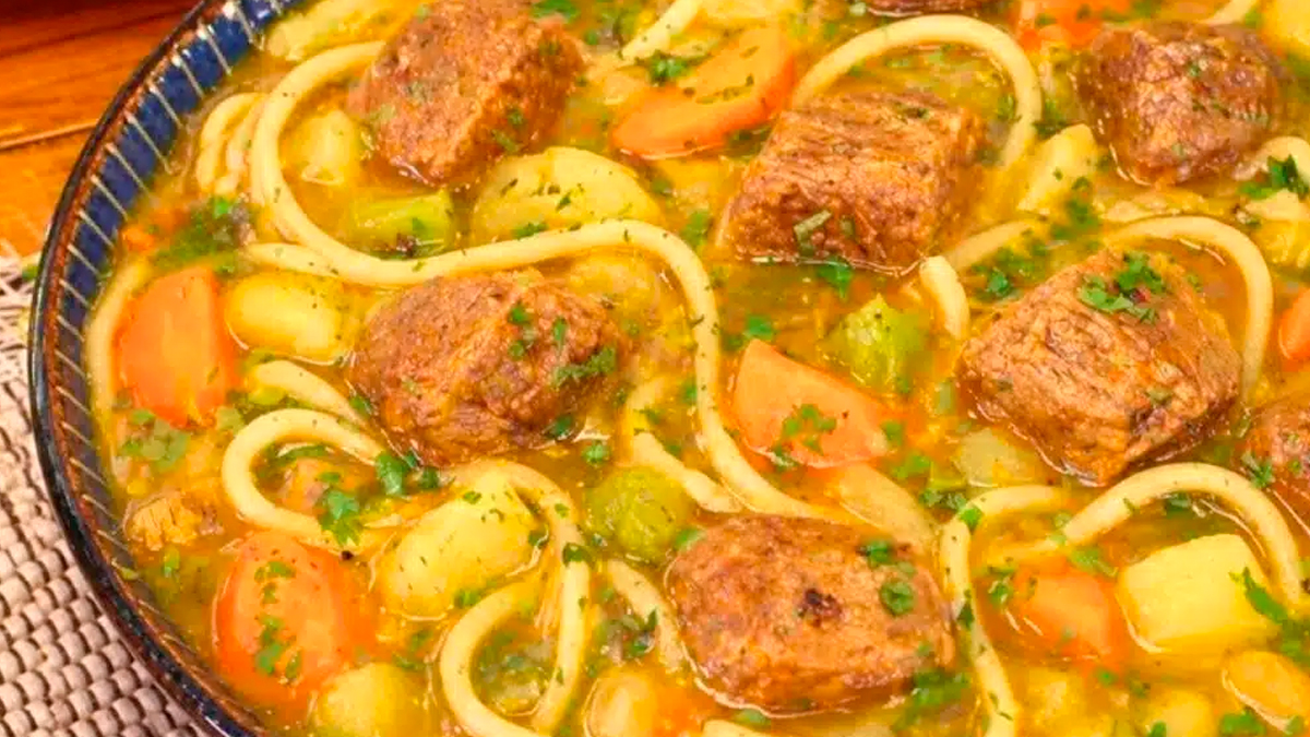 Receita de sopa de carne com legumes